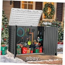 Outdoor Resin Storage Sheds, 39 in Height Lockable Medium-4.3x3.4ft Dark Gray