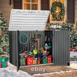 Outdoor Resin Storage Sheds, 39 in Height Lockable Medium-4.3x3.4ft Dark Gray