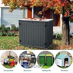 Outdoor Resin Storage Sheds, 39 in Height Lockable Medium-4.3x3.4ft Dark Gray