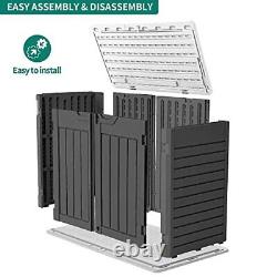 Outdoor Resin Storage Sheds, 39 in Height Lockable Medium-4.3x3.4ft Dark Gray