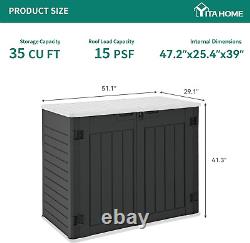 Outdoor Resin Storage Sheds, 39 in Height Lockable Waterproof Horizontal Shed With