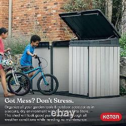 Outdoor Storage Box & Patio Shed Enclosure, Outside Bin With Ventilation, Grey