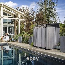 Outdoor Storage Box & Patio Shed Enclosure, Outside Bin With Ventilation, Grey