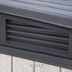 Outdoor Storage Box & Patio Shed Enclosure, Outside Bin With Ventilation, Grey