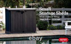 Outdoor Storage Box & Patio Shed Enclosure, Outside Bin With Ventilation, Grey