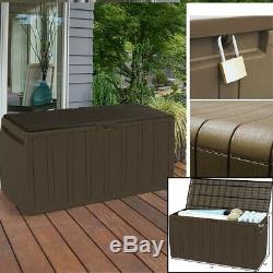 Outdoor Storage Box Plastic Deck Container 80 Gallon Tool Cabinet Garden Shed