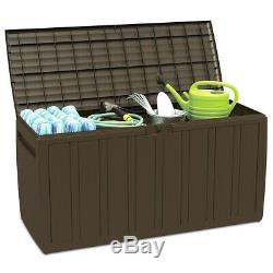 Outdoor Storage Box Plastic Deck Container 80 Gallon Tool Cabinet Garden Shed