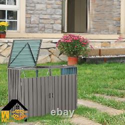 Outdoor Storage Box Sheds Horizontal Cabinet Box for Trash Cans Gray