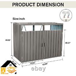 Outdoor Storage Box Sheds Horizontal Cabinet Box for Trash Cans Gray