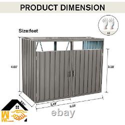 Outdoor Storage Box Sheds Horizontal Cabinet Box for Trash Cans Gray