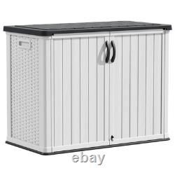 Outdoor Storage Cabinet 26 Cu Ft with Pad-Lockable Doors, Horizontal Storage