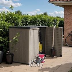 Outdoor Storage Cabinet 26 Cu Ft with Pad-Lockable Doors, Horizontal Storage