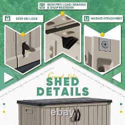 Outdoor Storage Cabinet 26 Cu Ft with Pad-Lockable Doors, Horizontal Storage