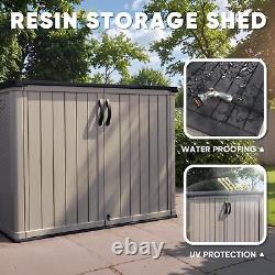 Outdoor Storage Cabinet 26 Cu Ft with Pad-Lockable Doors, Horizontal Storage