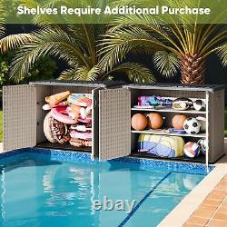 Outdoor Storage Cabinet 26 Cu Ft with Pad-Lockable Doors, Horizontal Storage