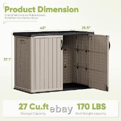 Outdoor Storage Cabinet 26 Cu Ft with Pad-Lockable Doors, Horizontal Storage