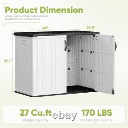 Outdoor Storage Cabinet 26 Cu Ft with Pad-Lockable Doors, Horizontal Storage