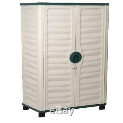 Outdoor Storage Cabinet Garden Utility Plastic Horizontal Shed Garage Lockable