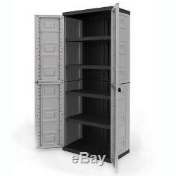 Outdoor Storage Cabinet Plastic Garage Shed Locker 4 Adjustable Shelves Lockable