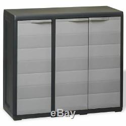 Outdoor Storage Cabinet Plastic Horizontal Shed Garage Shelves Garden Lockable