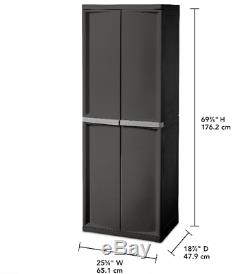 Outdoor Storage Cabinet Plastic Horizontal Shed Garage Shelves Garden Lockable