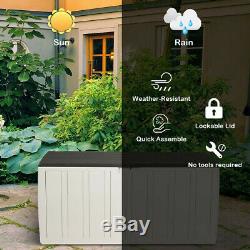 Outdoor Storage Container Plastic Cabinet Deck Box Garden Patio Shed Garage Tool