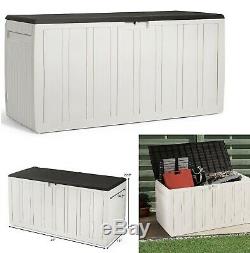 Outdoor Storage Container Plastic Deck Box 80 Gallon Tool Garden Cabinet Shed