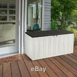 Outdoor Storage Container Plastic Deck Box 80 Gallon Tool Garden Cabinet Shed