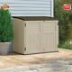 Outdoor Storage Deck Box 3 Doors Backyard Tool Durable Horizontal Storage Shed