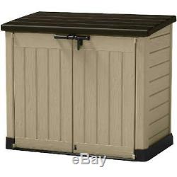 Outdoor Storage Shed 42-Cu Ft Horizontal Rustproof Piston Lid Garbage Trash Box