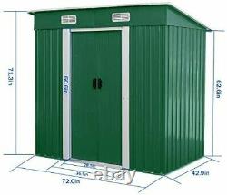 Outdoor Storage Shed 4 x 6 Ft Lockable Organizer for Garden Backyard Tools Green