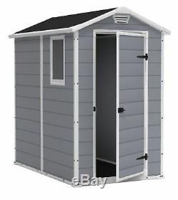 Outdoor Storage Shed 4x6Ft Patio Sturdy Double Wall Polypropylene Resin Grey