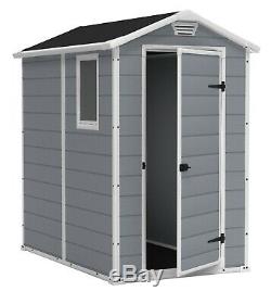 Outdoor Storage Shed 4x6Ft Sturdy Double Wall Polypropylene Resin Grey/White