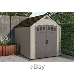 Outdoor Storage Shed 7x10ft Patio Lockable Handles Durable Double-Wall Resin