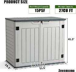 Outdoor Storage Shed, All-Weather Horizontal Tool Shed, Multi-Opening Door