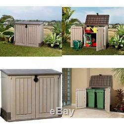 Outdoor Storage Shed Deck Box 30 Cu Ft Resin Waterproof Weatherproof Beige/Brown