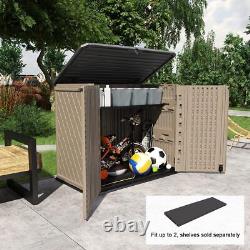 Outdoor Storage Shed Horizontal Storage Cabinet Waterproof for Garden, Dark