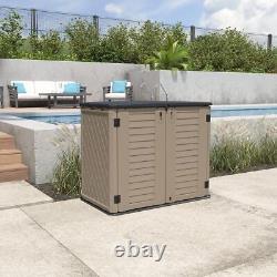 Outdoor Storage Shed Horizontal Storage Cabinet Waterproof for Garden, Dark