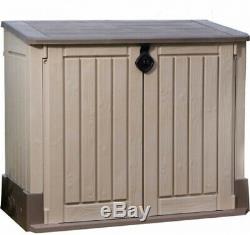 Outdoor Storage Shed Lockable 30 Cu Ft 2 Doors Lid Top Weather Resistant Plastic