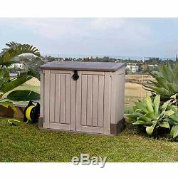 Outdoor Storage Shed Lockable 30 Cu Ft 2 Doors Lid Top Weather Resistant Plastic