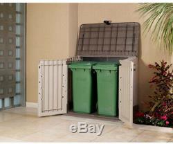 Outdoor Storage Shed Lockable 30 Cu Ft 2 Doors Lid Top Weather Resistant Plastic