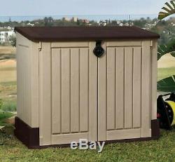 Outdoor Storage Shed Plastic Garden Cabinet All Weather Utility Box Pool Lawn
