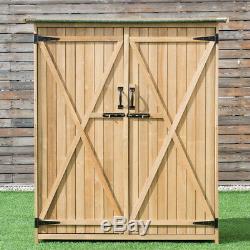 Outdoor Storage Shed Wood Cabinet Garden Patio Tool Organiser DIY Furniture 64in