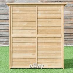 Outdoor Storage Shed Wood Cabinet Garden Patio Tool Organiser DIY Furniture 64in