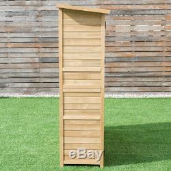 Outdoor Storage Shed Wood Cabinet Garden Patio Tool Organiser DIY Furniture 64in