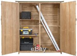 Outdoor Storage Shed Wood Cabinet Garden Patio Tool Organiser DIY Furniture 64in