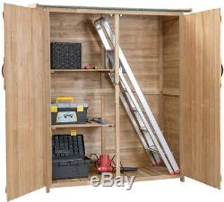 Outdoor Storage Shed Wood Cabinet Garden Patio Tool Organiser DIY Furniture 64in