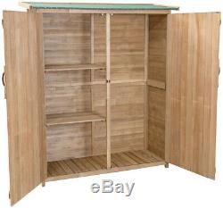 Outdoor Storage Shed Wood Cabinet Garden Patio Tool Organiser DIY Furniture 64in