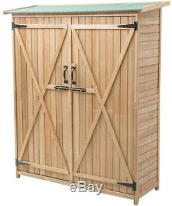 Outdoor Storage Shed Wood Cabinet Garden Patio Tool Organiser DIY Furniture 64in