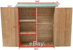 Outdoor Storage Shed Wood Cabinet Garden Patio Tool Organiser DIY Furniture 64in